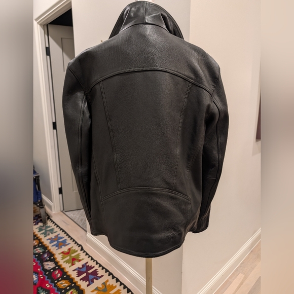 Quince Black Oversized Leather Moto Jacket Sz. XS - Picture 7 of 12